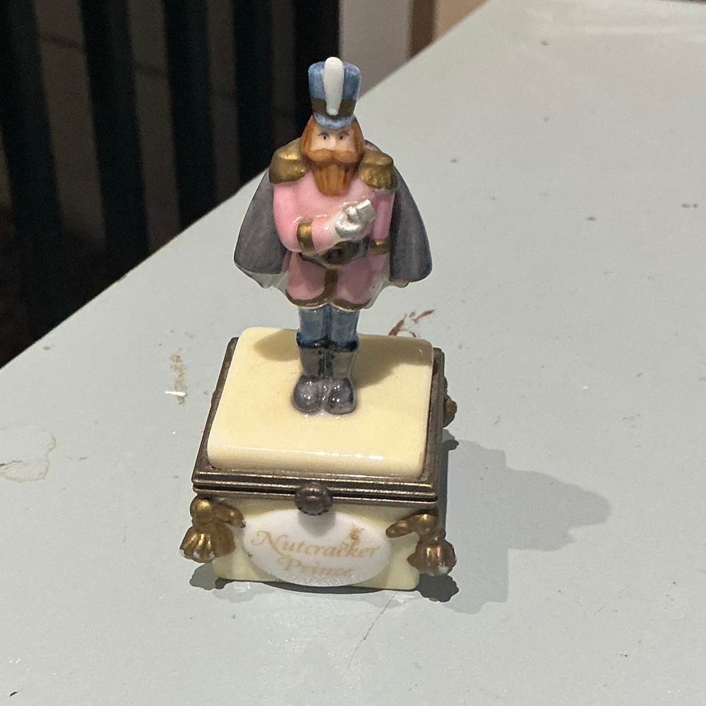 Festive Nutcracker Trinket Box with Pink and Blue Accents